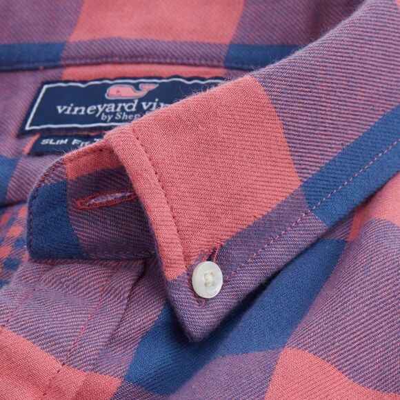 Vineyard Vines | Pink Blue Button Down Swan Neck Slim Tucker Shirt | S - Picture 8 of 8